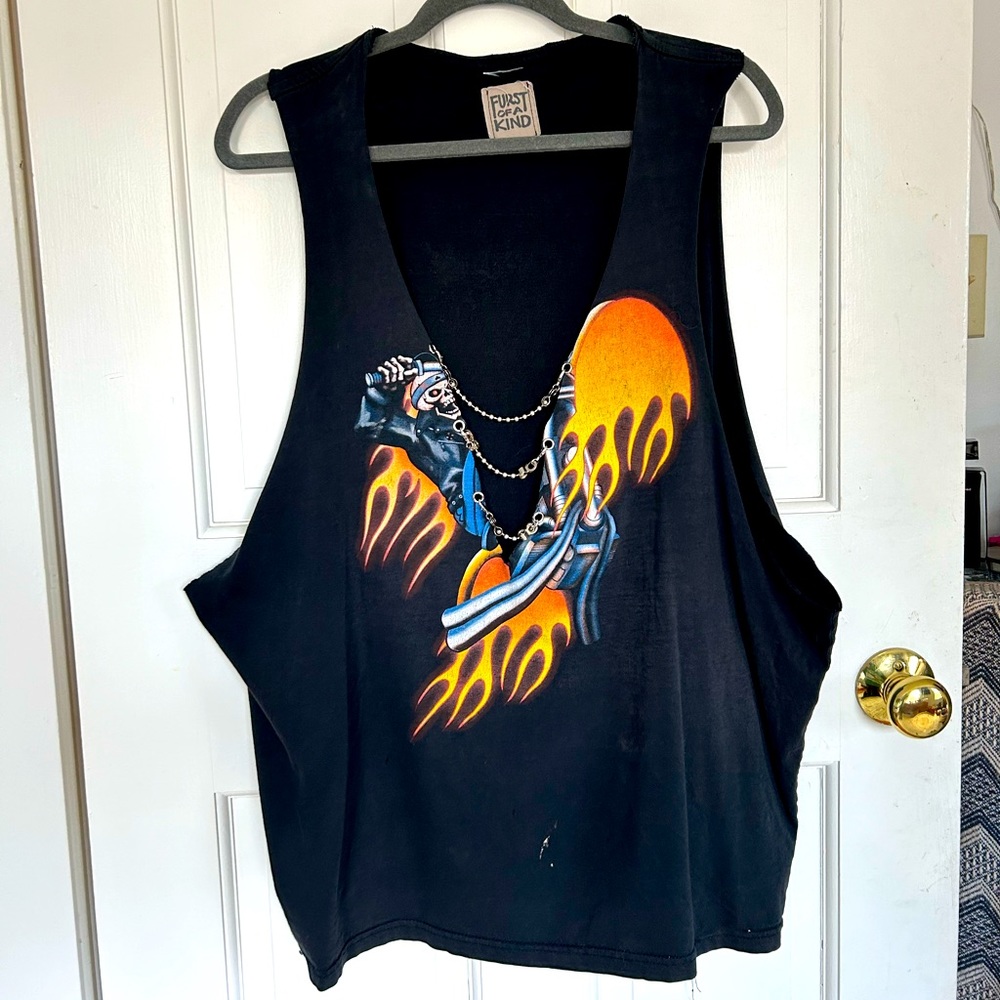 Deep V Tank Top with Chain Details